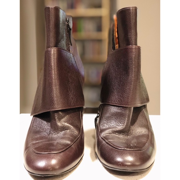 Lanvin Brown Leather Ankle Wrap Boots SZ 41 10 9 - Picture 2 of 8